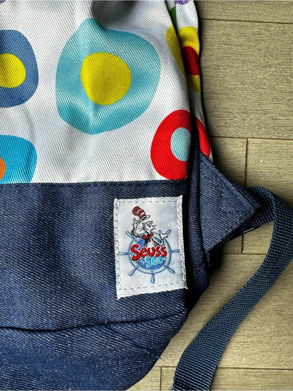 Dr Suess At Sea Children Denim Colorful Top Flap Bean Bag Backpack